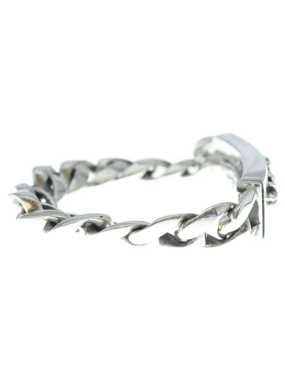 Chrome Hearts ID Floral Crs Cross ID Classic Link Bracelet Silver